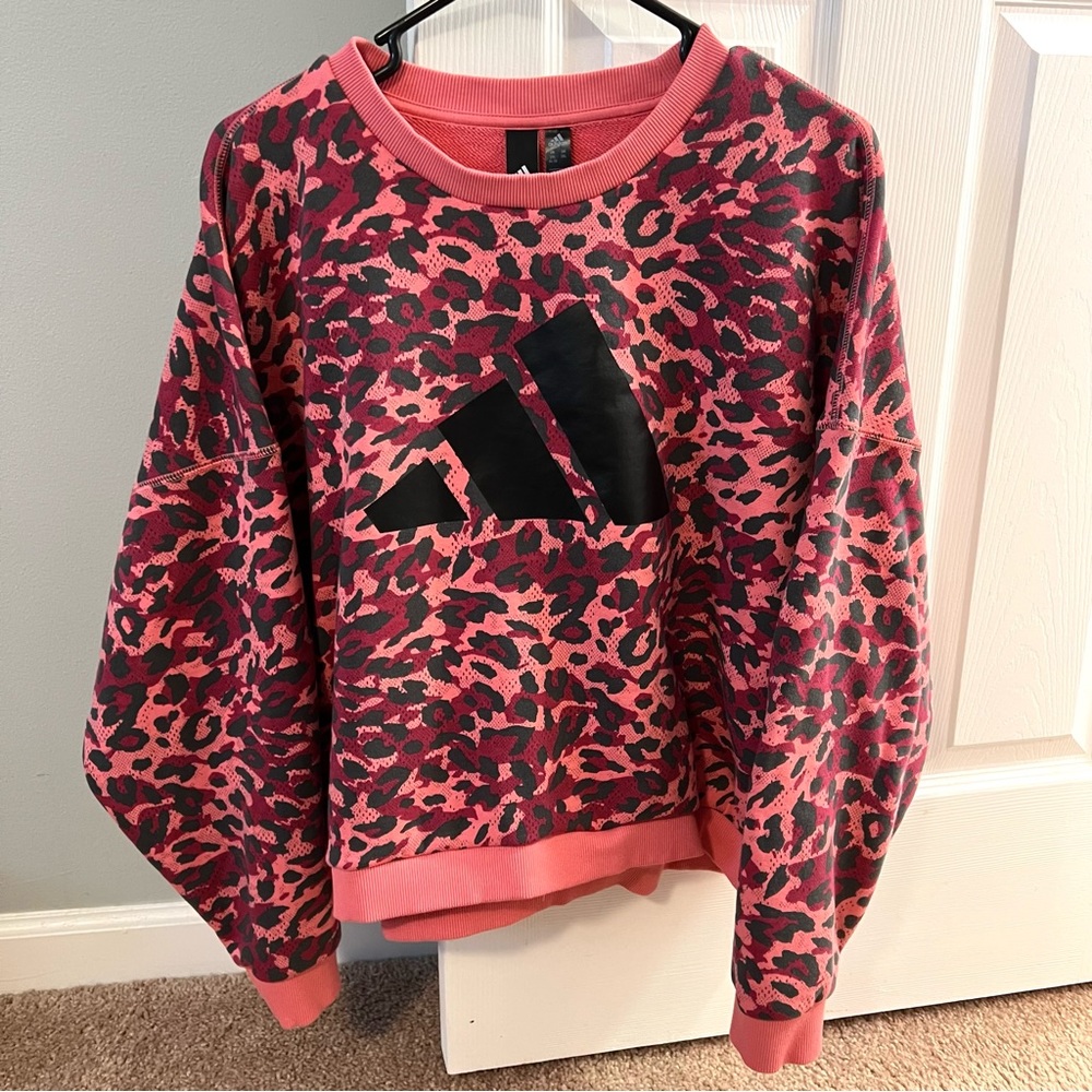 Adidas Pink Patterned Crewneck Sweatshirt Size 2XL